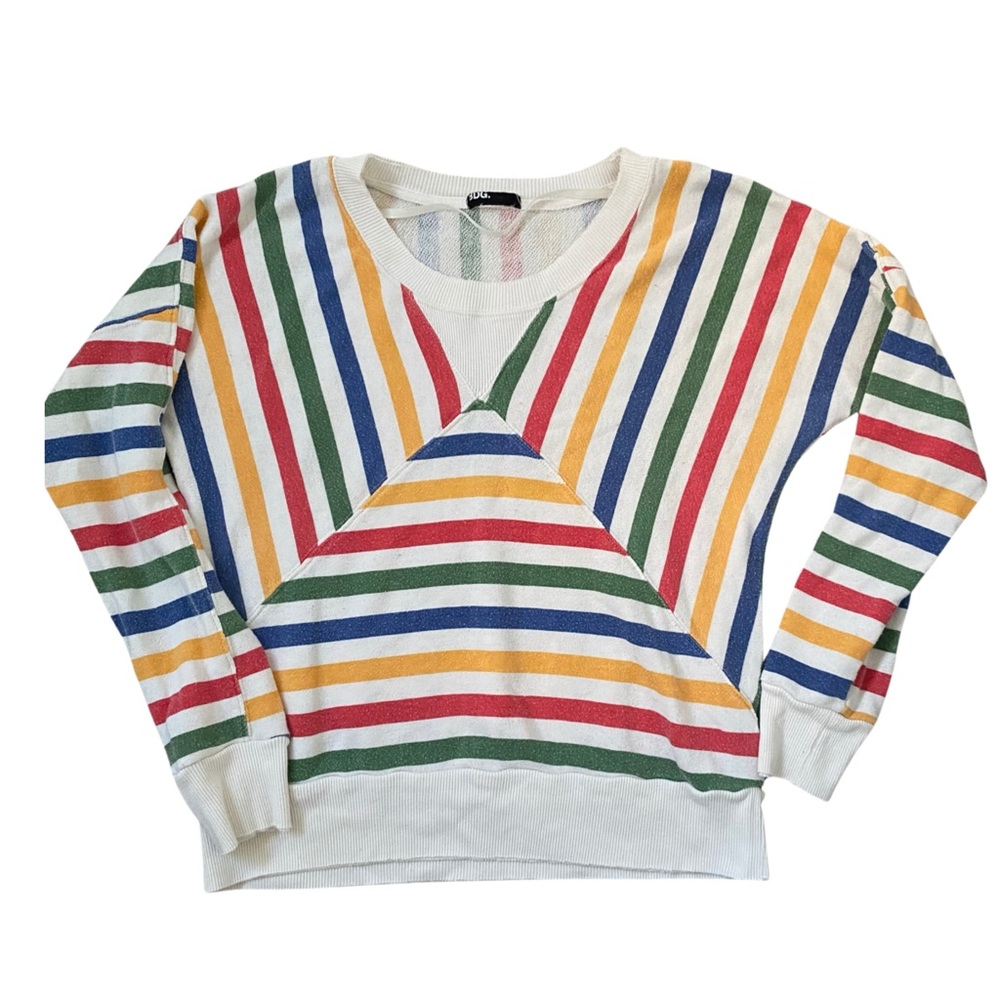 BDG Vintage Retro Striped Crewneck Long Sleeve Sweatshirt Top